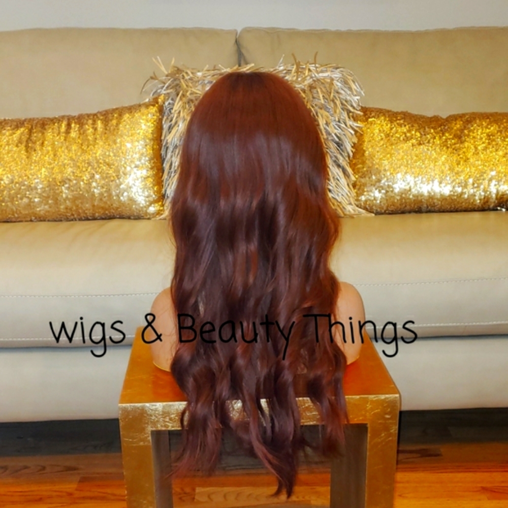 Human Hair Blend - Red Auburn Copper Wig